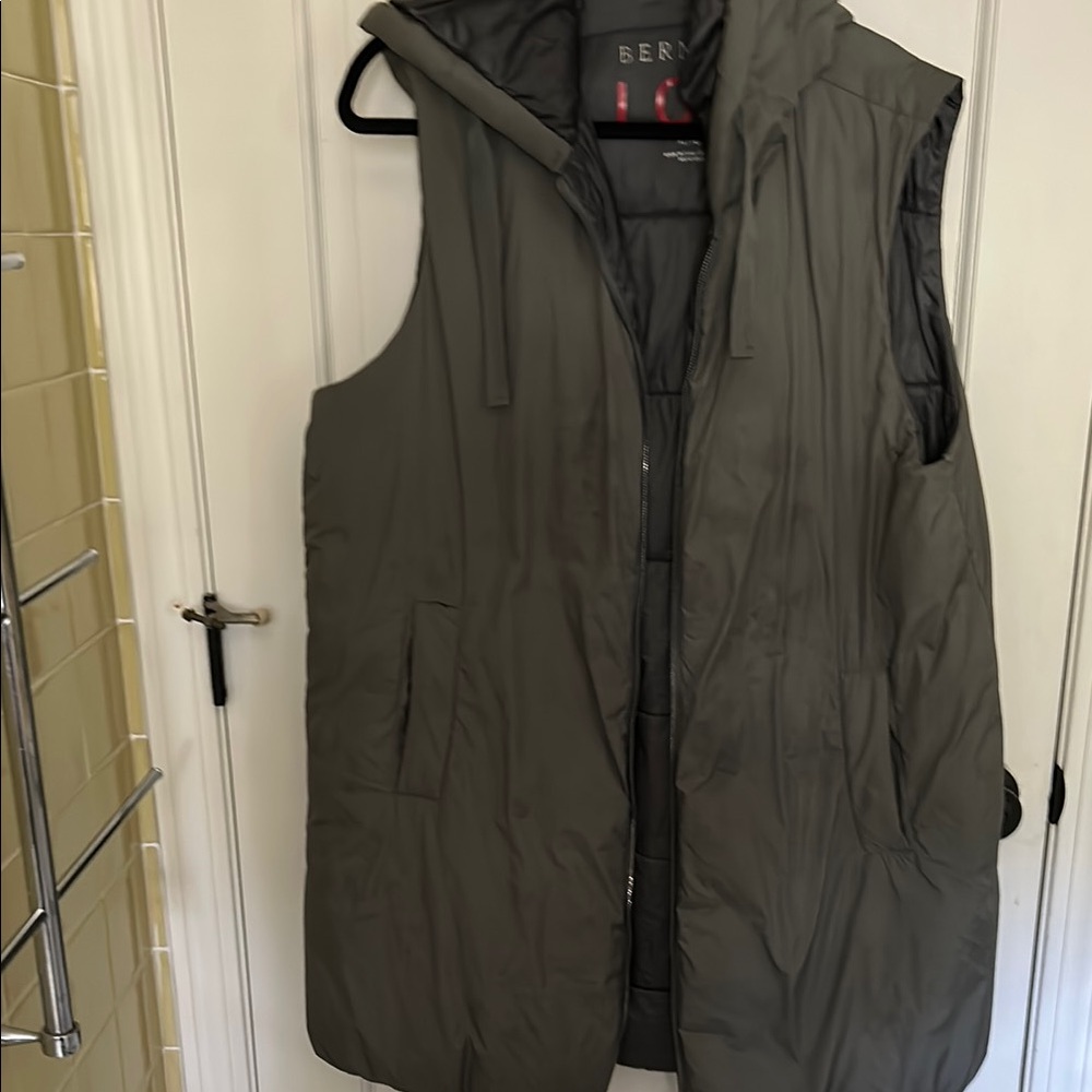 womens Olive Green Hooded Vest